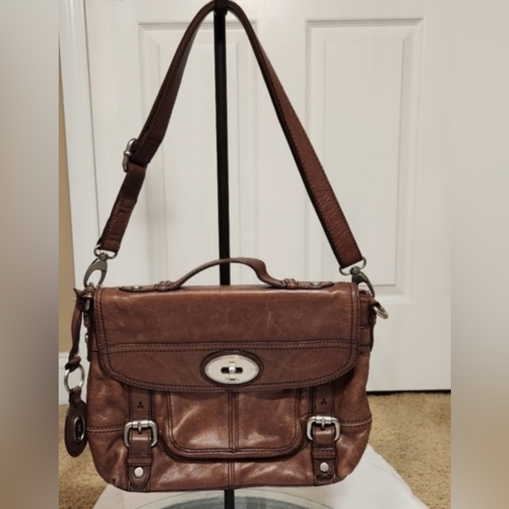 Fossil Maddox Top Handle Shoulder‎ Mini Briefcase Bag Purse Long Live Vintage